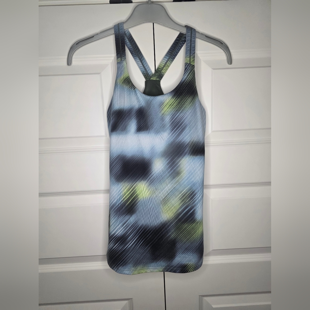 Athleta XS Active Optimism Tank Alpine Blue and Green Racerback